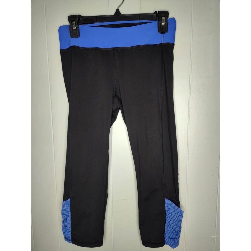 Lucy Tech Crop Leggings Black Blue Capris Size Small Petite Small Pocket